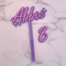 Load image into Gallery viewer, Personalised Name & Age Sparkle Birthday Cake Topper
