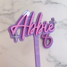 Load image into Gallery viewer, Personalised Name & Age Sparkle Birthday Cake Topper