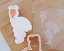 Load image into Gallery viewer, Bunny with Carrot Balloon Fondant Embosser and Cutter - Made in the UK with Love from House of Toot Sweet - Just £6.50! Shop now at House of Toot Sweet
