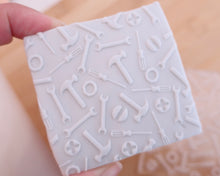 Load image into Gallery viewer, Construction Tools Texture Fondant Cookie Embosser - Made in the UK with Love from House of Toot Sweet - Just £7! Shop now at House of Toot Sweet