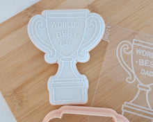 Load image into Gallery viewer, Worlds best dad Tropy Cookie Embosser / Cutter - Made in the UK with Love from House of Toot Sweet - Just £6.50! Shop now at House of Toot Sweet