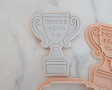 Load image into Gallery viewer, Worlds Best Dad Trophy Fondant Cookie Stamp / Cutter - Made in the UK with Love from House of Toot Sweet - Just £6.50! Shop now at House of Toot Sweet