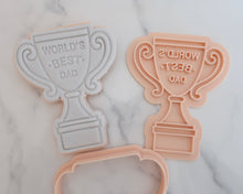 Load image into Gallery viewer, Worlds Best Dad Trophy Fondant Cookie Stamp / Cutter - Made in the UK with Love from House of Toot Sweet - Just £6.50! Shop now at House of Toot Sweet
