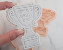 Load image into Gallery viewer, Worlds Best Dad Trophy Fondant Cookie Stamp / Cutter - Made in the UK with Love from House of Toot Sweet - Just £6.50! Shop now at House of Toot Sweet