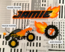 Load image into Gallery viewer, Flaming Monster Truck Cake Charm/ Topper