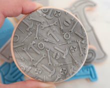 Load image into Gallery viewer, Construction Tools Texture Fondant Cookie Embosser - Made in the UK with Love from House of Toot Sweet - Just £7! Shop now at House of Toot Sweet