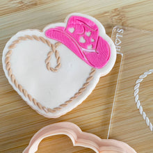 Load image into Gallery viewer, Rope Heart with Cowgirl Hat Fondant Embosser & Cutter