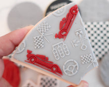 Load image into Gallery viewer, Racing Car Mad Pizza Platter Fondant Cookie Embosser / Cutter - Made in the UK with Love from House of Toot Sweet - Just £6! Shop now at House of Toot Sweet