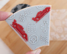 Load image into Gallery viewer, Racing Car Mad Pizza Platter Fondant Cookie Embosser / Cutter - Made in the UK with Love from House of Toot Sweet - Just £6! Shop now at House of Toot Sweet