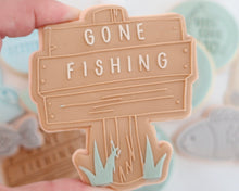 Load image into Gallery viewer, Gone Fishing Sign Fondant Cookie Embosser / Cutter - Made in the UK with Love from House of Toot Sweet - Just £6.50! Shop now at House of Toot Sweet