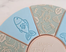 Load image into Gallery viewer, Gone Fishing Icons Texture Fondant Cookie Embosser - Made in the UK with Love from House of Toot Sweet - Just £7! Shop now at House of Toot Sweet