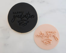 Load image into Gallery viewer, Happy Graduation with Cap Fondant Cookie Stamp - Made in the UK with Love from House of Toot Sweet - Just £5.50! Shop now at House of Toot Sweet
