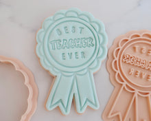 Load image into Gallery viewer, Rosette Best Teacher Ever Fondant Cookie Stamp / Cutter - Made in the UK with Love from House of Toot Sweet - Just £6.50! Shop now at House of Toot Sweet