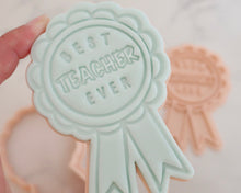 Load image into Gallery viewer, Rosette Best Teacher Ever Fondant Cookie Stamp / Cutter - Made in the UK with Love from House of Toot Sweet - Just £6.50! Shop now at House of Toot Sweet
