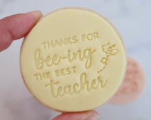 Load image into Gallery viewer, Thanks For Bee-ing The Best Teacher Fondant Cookie Stamp - Made in the UK with Love from House of Toot Sweet - Just £5.50! Shop now at House of Toot Sweet