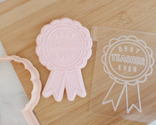 Load image into Gallery viewer, Best Teacher Ever Rosette Fondant Cookie Embosser / Cutter - Made in the UK with Love from House of Toot Sweet - Just £6.50! Shop now at House of Toot Sweet