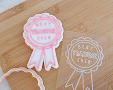 Load image into Gallery viewer, Best Teacher Ever Rosette Fondant Cookie Embosser / Cutter - Made in the UK with Love from House of Toot Sweet - Just £6.50! Shop now at House of Toot Sweet