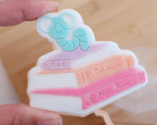 Load image into Gallery viewer, Bookworm with Books Fondant Cookie Embosser / Cutter - Made in the UK with Love from House of Toot Sweet - Just £6.50! Shop now at House of Toot Sweet