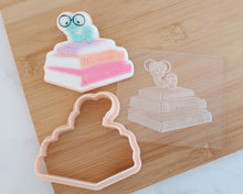 Load image into Gallery viewer, Bookworm with Books Fondant Cookie Embosser / Cutter - Made in the UK with Love from House of Toot Sweet - Just £6.50! Shop now at House of Toot Sweet