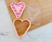 Load image into Gallery viewer, Candy Cane Heart Cookie Cutter & Embosser - Made in the UK with Love from House of Toot Sweet - Just £6.50! Shop now at House of Toot Sweet