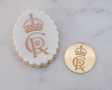 Load image into Gallery viewer, King Charles Monogram Crown Engraved Mirror Cupcake Toppers - Made in the UK with Love  from House of Toot Sweet - Just £4.50! Shop now at House of Toot Sweet