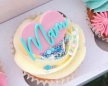Load image into Gallery viewer, Mum, Mom, Mam or Nan Heart - Cupcake Toppers/ Charms - Made in the UK with Love  from House of Toot Sweet - Just £1! Shop now at House of Toot Sweet