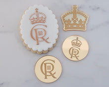 Load image into Gallery viewer, King Charles Monogram Crown Engraved Mirror Cupcake Toppers - Made in the UK with Love  from House of Toot Sweet - Just £4.50! Shop now at House of Toot Sweet