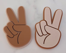 Load image into Gallery viewer, Hand Peace Sign Groovy Hippie Acrylic Cake Charm/ Topper - Made in the UK with Love from House of Toot Sweet - Just £6! Shop now at House of Toot Sweet