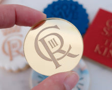 Load image into Gallery viewer, King Charles Monogram Engraved Mirror Cupcake Toppers - Made in the UK with Love  from House of Toot Sweet - Just £4.50! Shop now at House of Toot Sweet