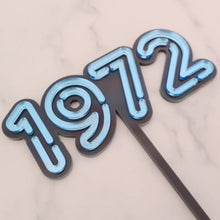 Load image into Gallery viewer, 80s Neon lights Personalised Year/ Name Cake topper - Made in the UK with Love from House of Toot Sweet - Just £10! Shop now at House of Toot Sweet