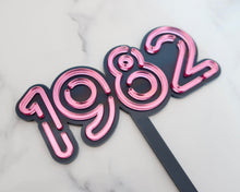 Load image into Gallery viewer, 80s Neon lights Personalised Year/ Name Cake topper - Made in the UK with Love from House of Toot Sweet - Just £10! Shop now at House of Toot Sweet