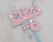 Load image into Gallery viewer, Groovy Retro Hippie Flower Power Personalised Name Cake Topper - Made in the UK with Love from House of Toot Sweet - Just £13! Shop now at House of Toot Sweet