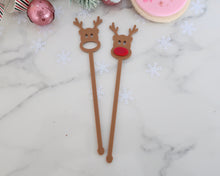 Load image into Gallery viewer, Rudolph Reindeer Drink Stirrer Set - Made in the UK with Love from House of Toot Sweet - Just £5! Shop now at House of Toot Sweet
