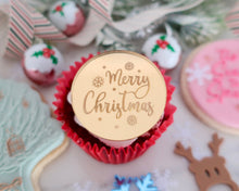 Load image into Gallery viewer, Merry Christmas Snowflakes Mirror Cupcake Disc Toppers - Made in the UK with Love  from House of Toot Sweet - Just £4.50! Shop now at House of Toot Sweet