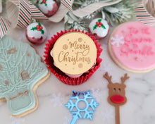 Load image into Gallery viewer, Merry Christmas Snowflakes Mirror Cupcake Disc Toppers - Made in the UK with Love  from House of Toot Sweet - Just £4.50! Shop now at House of Toot Sweet