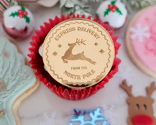 Load image into Gallery viewer, Express Delivery North Pole Mirror Cupcake Disc Toppers / Gift Tag - Made in the UK with Love  from House of Toot Sweet - Just £4.50! Shop now at House of Toot Sweet