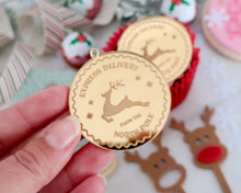 Load image into Gallery viewer, Express Delivery North Pole Mirror Cupcake Disc Toppers / Gift Tag - Made in the UK with Love  from House of Toot Sweet - Just £4.50! Shop now at House of Toot Sweet