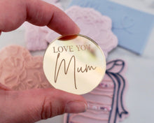 Load image into Gallery viewer, Love You Mum Engraved Mirror Cupcake Toppers - Made in the UK with Love  from House of Toot Sweet - Just £4.50! Shop now at House of Toot Sweet