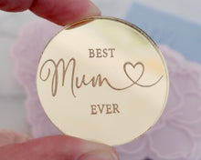 Load image into Gallery viewer, Best Mum Ever Heart Engraved Mirror Cupcake Toppers - Made in the UK with Love  from House of Toot Sweet - Just £4.50! Shop now at House of Toot Sweet