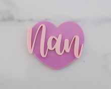 Load image into Gallery viewer, Mum, Mom, Mam or Nan Heart - Cupcake Toppers/ Charms - Made in the UK with Love  from House of Toot Sweet - Just £1! Shop now at House of Toot Sweet