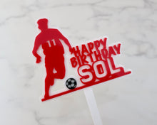 Load image into Gallery viewer, Football Birthday Personalised Name/Age Cake Topper - Made in the UK with Love from House of Toot Sweet - Just £13! Shop now at House of Toot Sweet