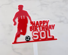 Load image into Gallery viewer, Football Birthday Personalised Name/Age Cake Topper - Made in the UK with Love from House of Toot Sweet - Just £13! Shop now at House of Toot Sweet