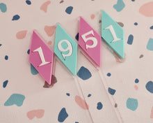 Load image into Gallery viewer, American Retro Diner style Personalised Number/ year Cake Topper - Made in the UK with Love from House of Toot Sweet - Just £12! Shop now at House of Toot Sweet