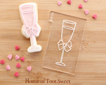 Load image into Gallery viewer, Champagne Glass with Bow Embosser / Cutter - Made in the UK with Love from House of Toot Sweet - Just £5.50! Shop now at House of Toot Sweet