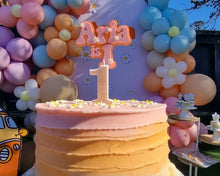 Load image into Gallery viewer, Groovy Retro Hippie Flower Power Personalised Name Cake Topper - Made in the UK with Love from House of Toot Sweet - Just £13! Shop now at House of Toot Sweet