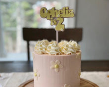 Load image into Gallery viewer, Groovy Retro Hippie Flower Power Personalised Name Cake Topper - Made in the UK with Love from House of Toot Sweet - Just £13! Shop now at House of Toot Sweet
