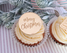 Load image into Gallery viewer, Merry Christmas Mirror Cupcake Disc Toppers / Gift Tag - Made in the UK with Love  from House of Toot Sweet - Just £4.50! Shop now at House of Toot Sweet