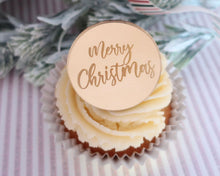 Load image into Gallery viewer, Merry Christmas Mirror Cupcake Disc Toppers / Gift Tag - Made in the UK with Love  from House of Toot Sweet - Just £4.50! Shop now at House of Toot Sweet