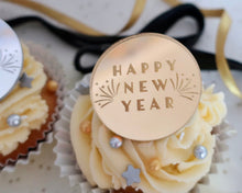Load image into Gallery viewer, Happy New Year Mirror Cupcake Disc Toppers / Gift Tag - Made in the UK with Love  from House of Toot Sweet - Just £4.50! Shop now at House of Toot Sweet