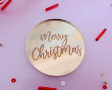 Load image into Gallery viewer, Merry Christmas Mirror Cupcake Disc Toppers / Gift Tag - Made in the UK with Love  from House of Toot Sweet - Just £4.50! Shop now at House of Toot Sweet
